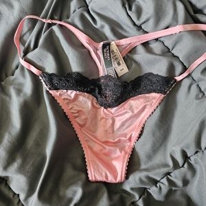 NWT! Victoria's Secret Silky Thong Panty with Lace Trim - Size M